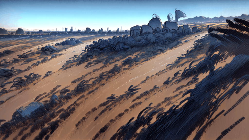 Field and ruins